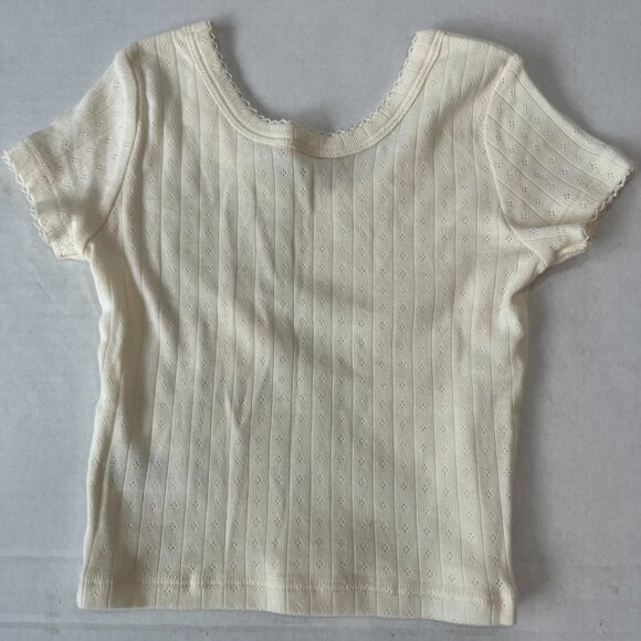 Girl - 4-5Y - NWT Rylee + Cru Pointelle Ivory Short Sleeve Tee - Picture 4 of 5
